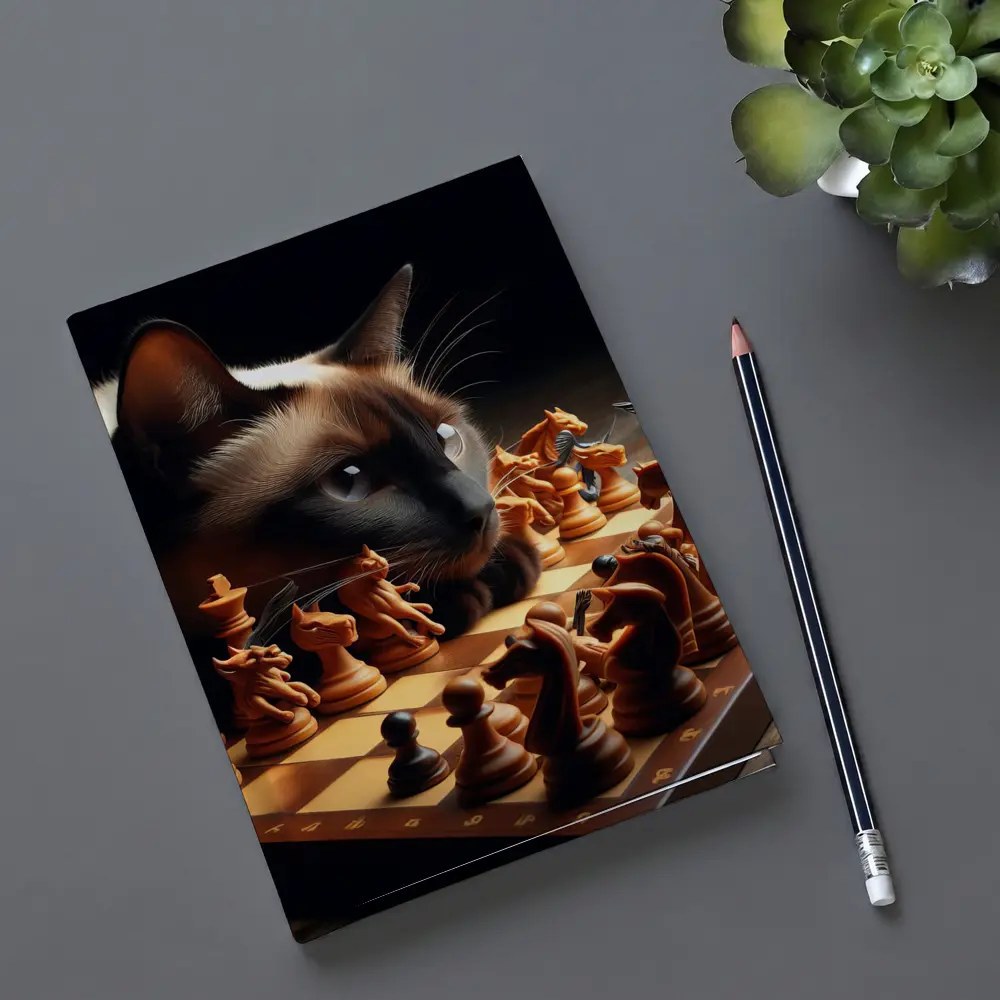 Siamese Cat Studying Chess Board Game – Notebooks
