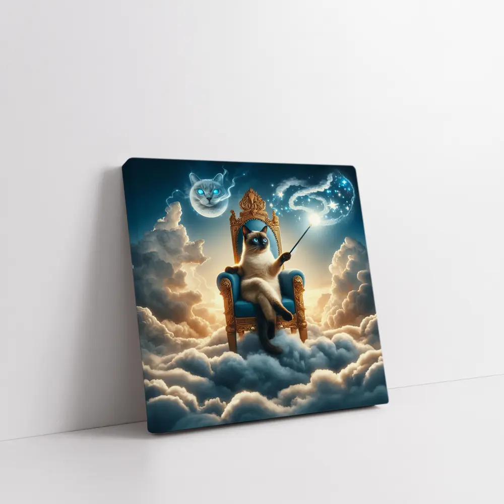 Siamese Cat Wizard Throne Above Clouds – Wall Art