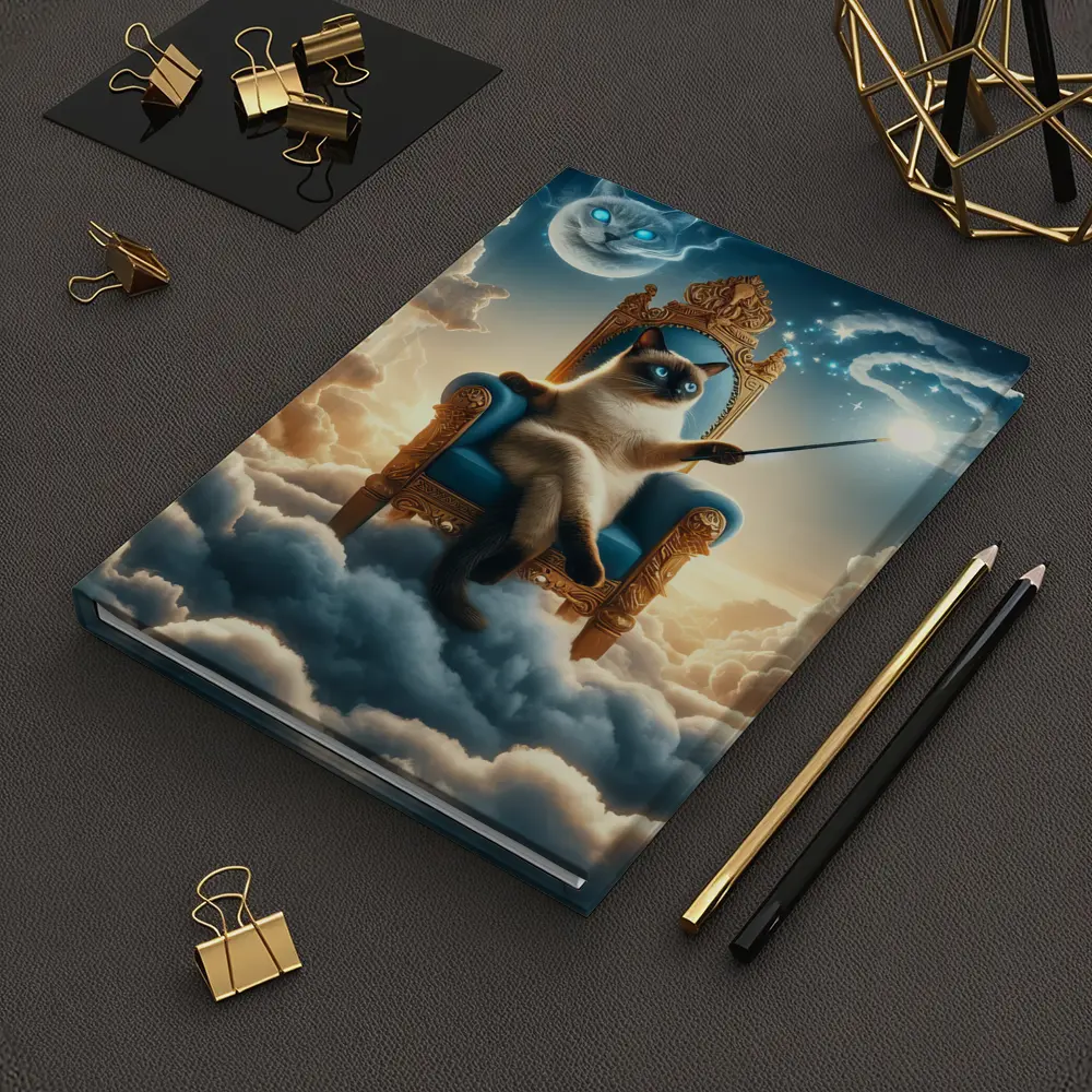 Siamese Cat Wizard Throne Above Clouds – Notebooks