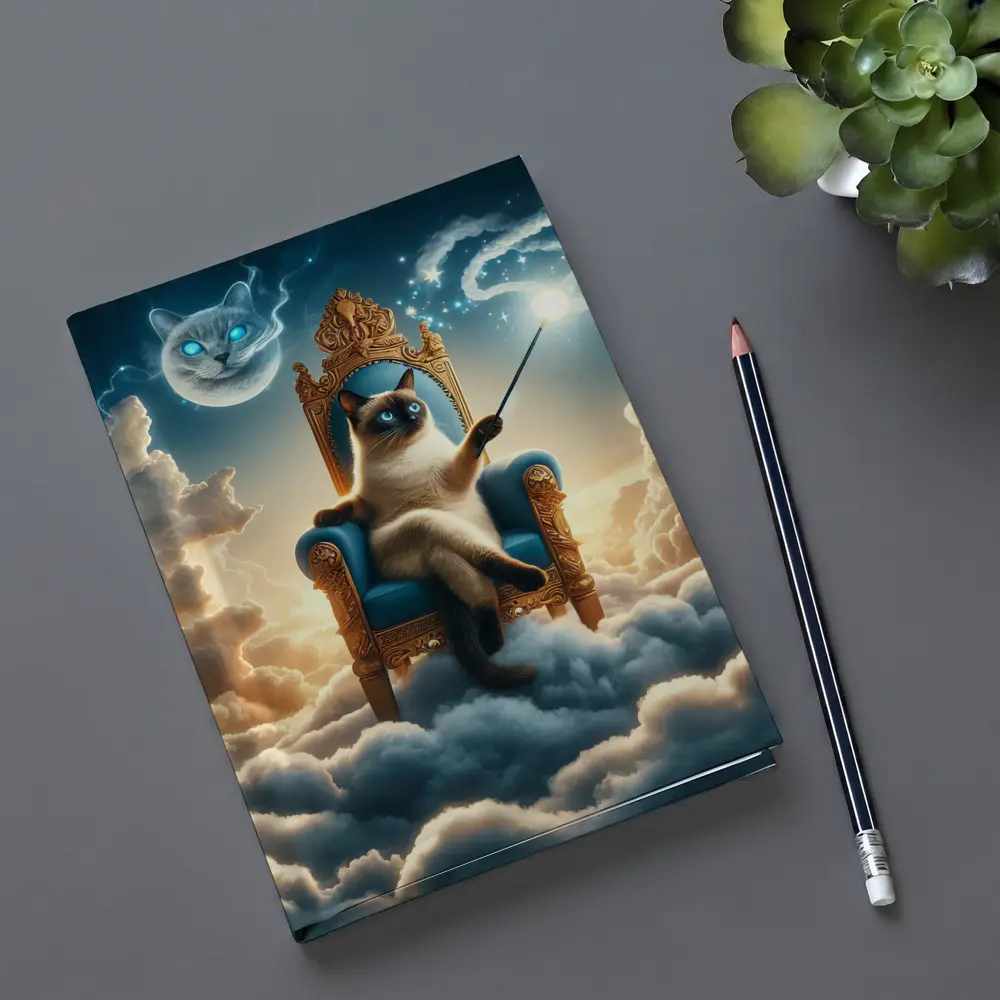 Siamese Cat Wizard Throne Above Clouds – Notebooks