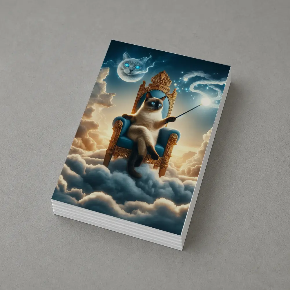 Siamese Cat Wizard Throne Above Clouds – Postcards