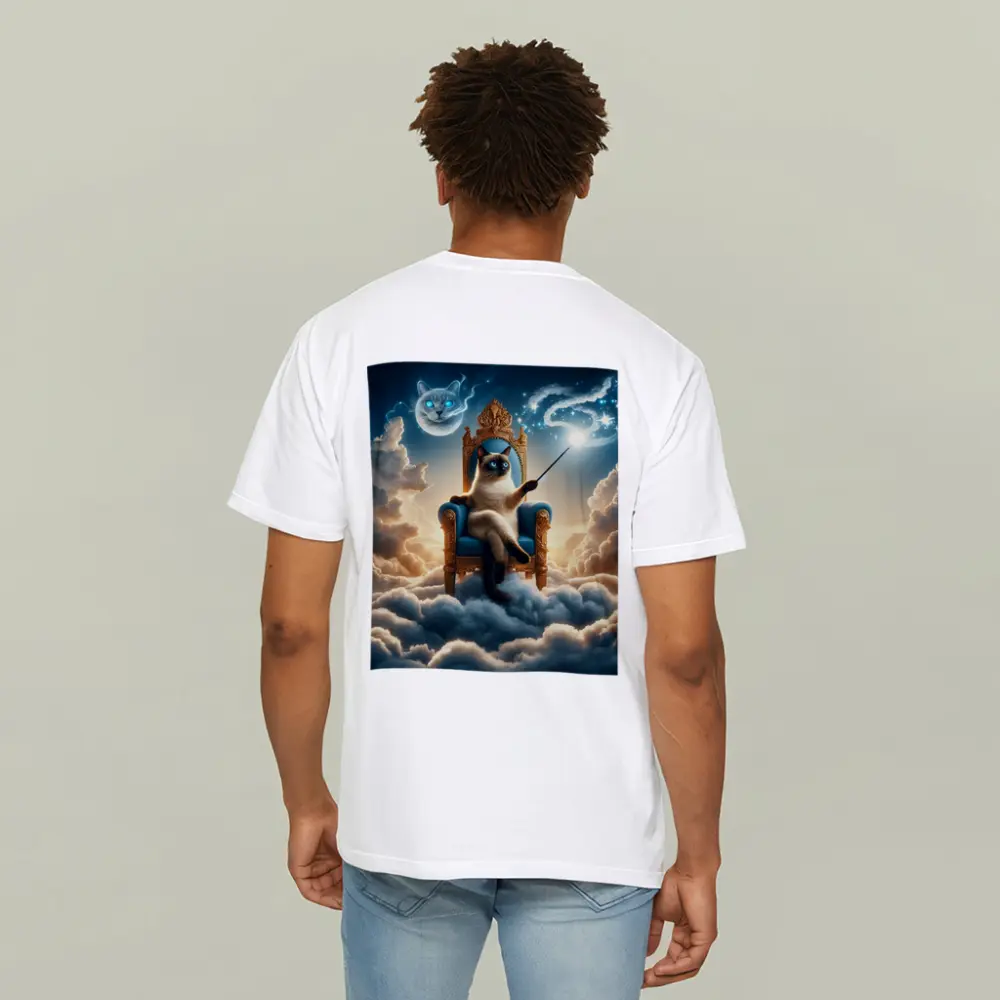 Siamese Cat Wizard Throne Above Clouds – T-Shirts