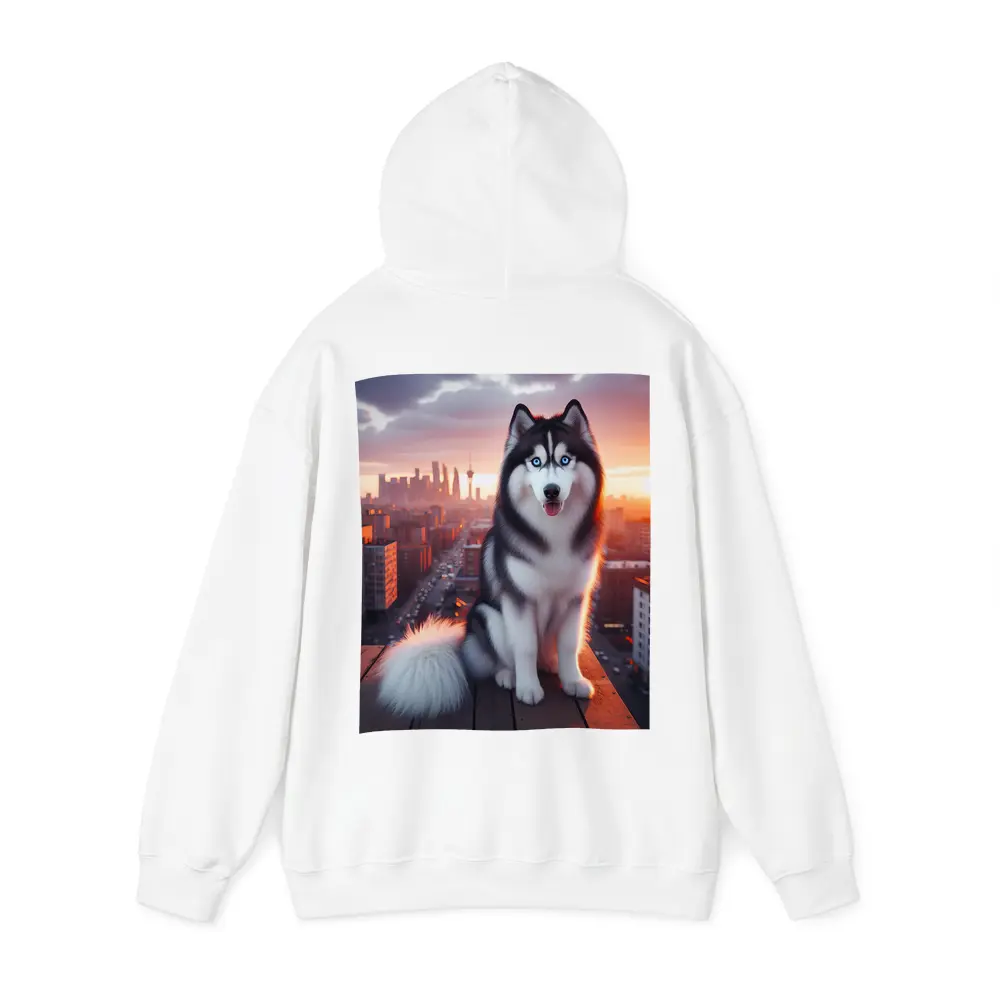 Siberian Husky Blue Eyes City Sunset – Hoodies