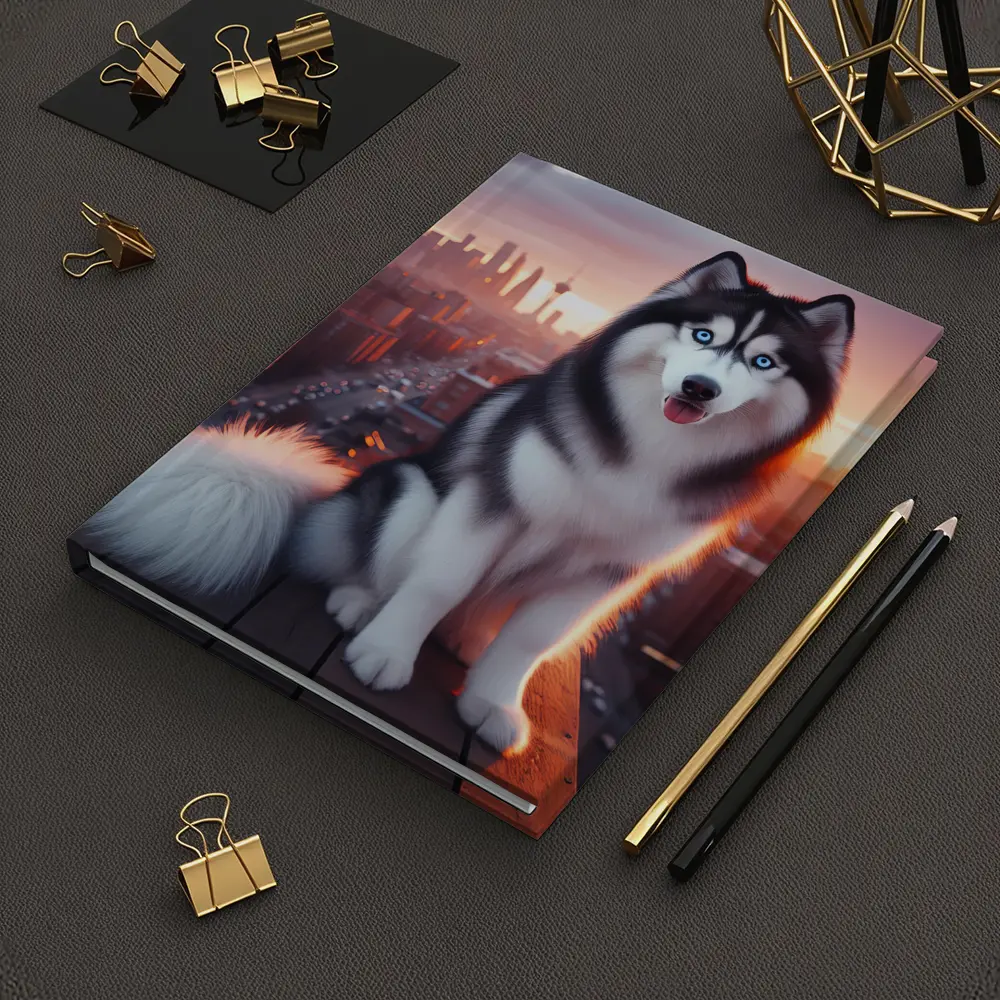 Siberian Husky Blue Eyes City Sunset – Notebooks