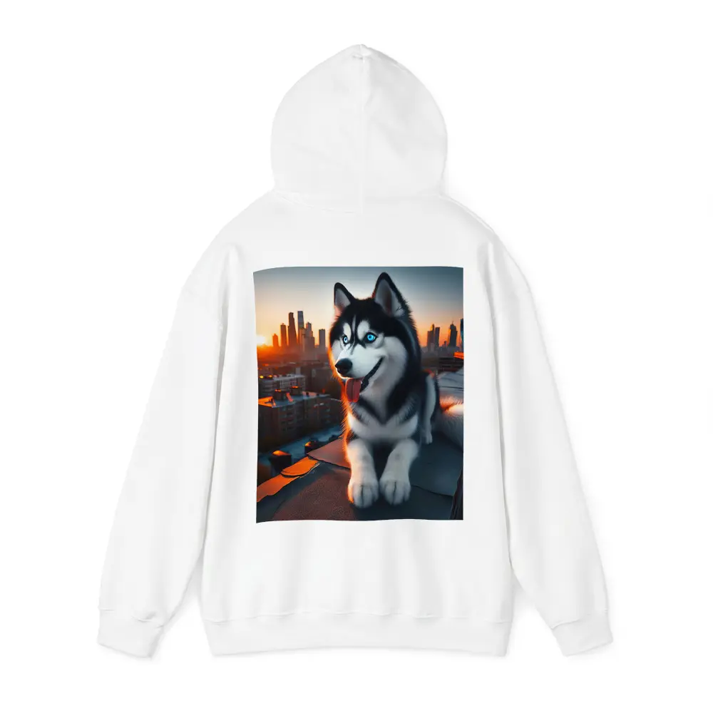 Siberian Husky Blue Eyes City Sunset – Hoodies