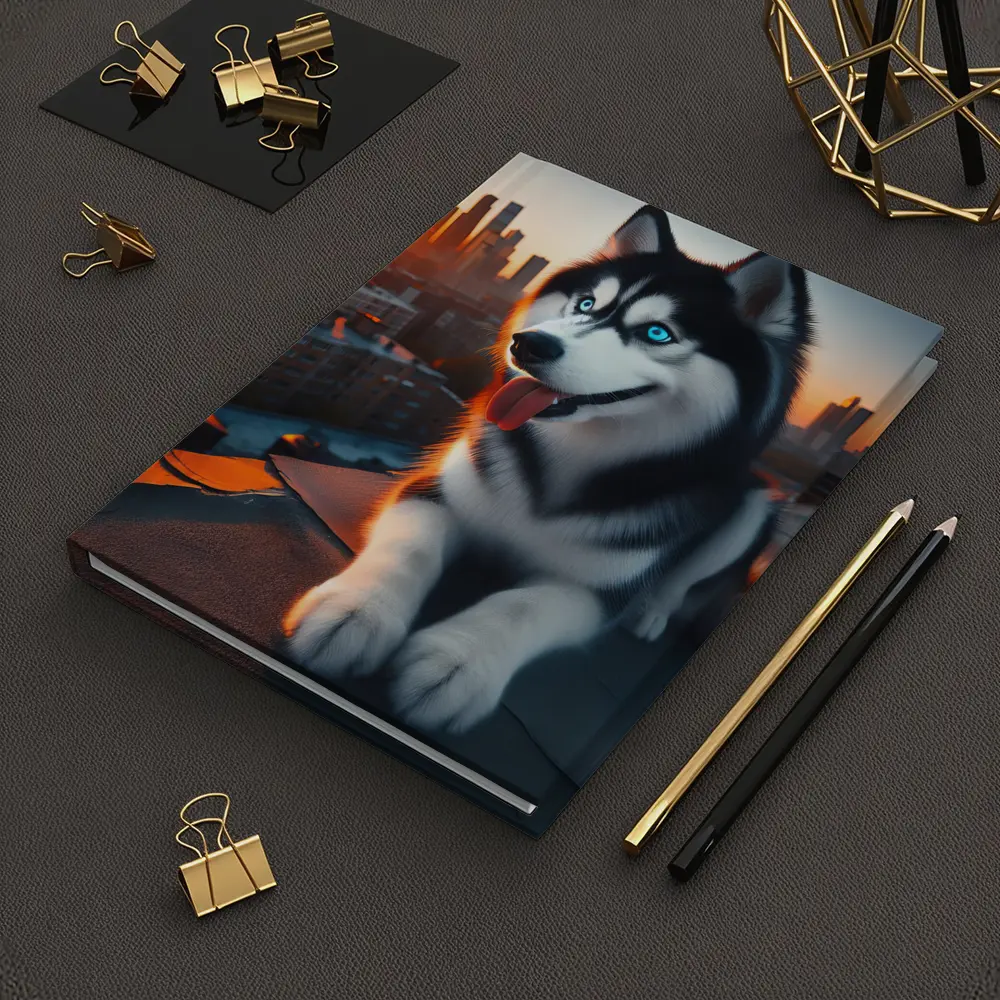 Siberian Husky Blue Eyes City Sunset – Notebooks