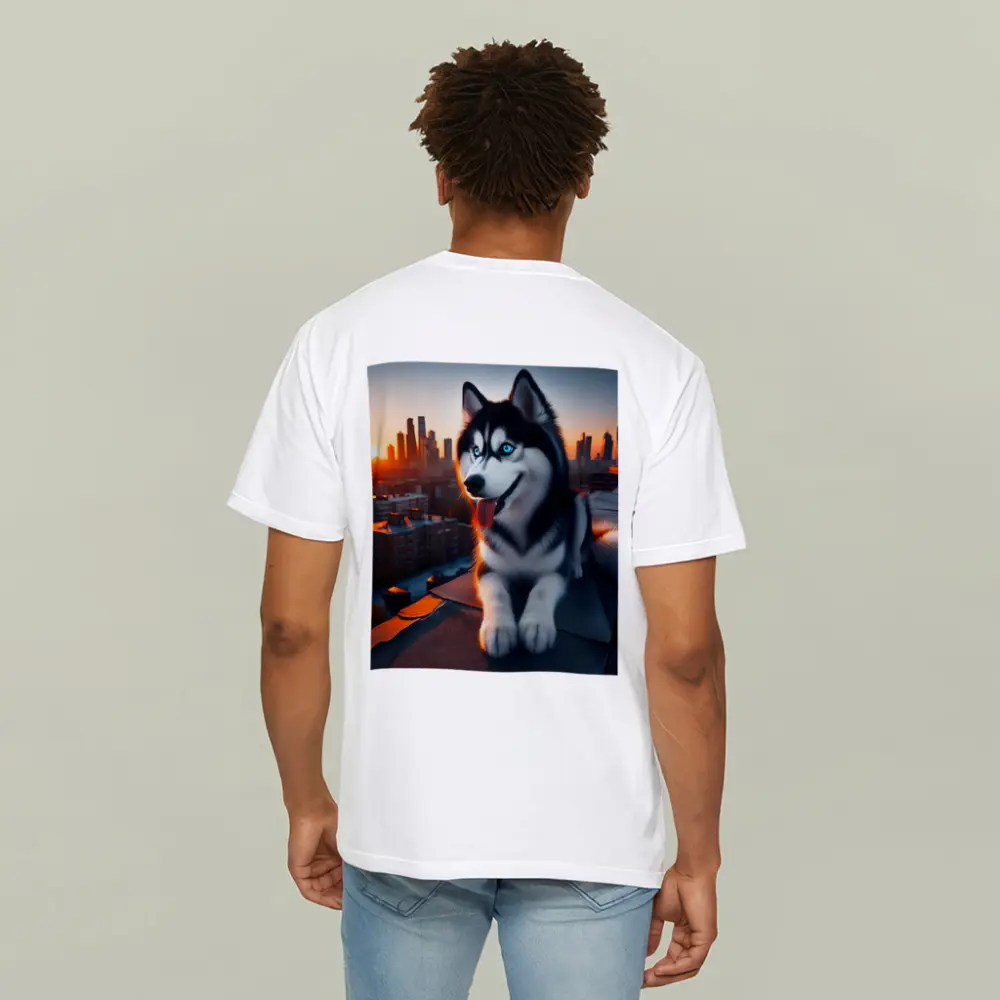 Siberian Husky Blue Eyes City Sunset – T-Shirts