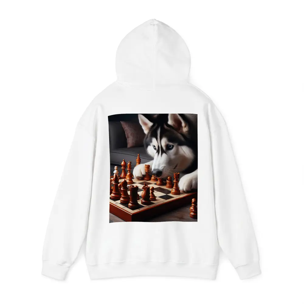 Siberian Husky Dog Playing Chess Indoors – Hoodies