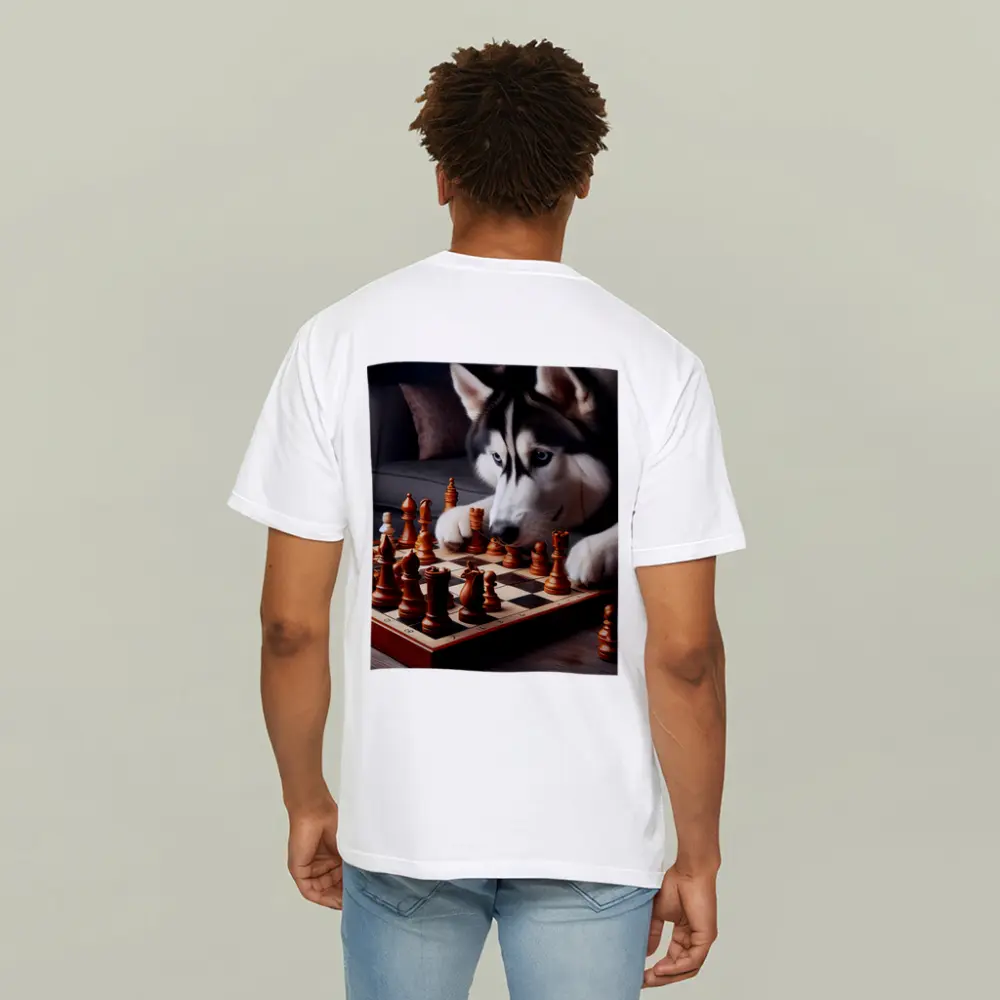 Siberian Husky Dog Playing Chess Indoors – T-Shirts