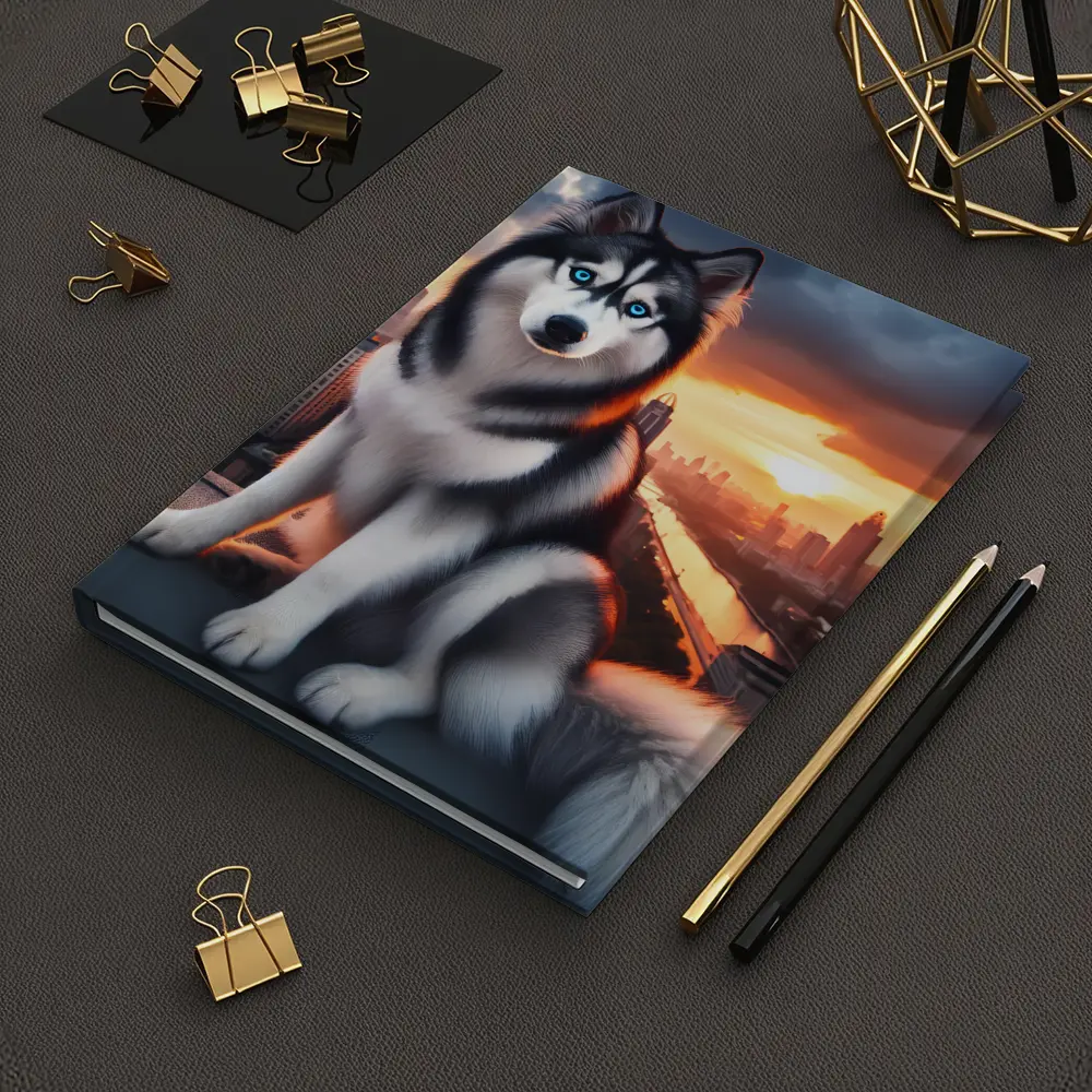 Siberian Husky Blue Eyes City Sunset – Notebooks