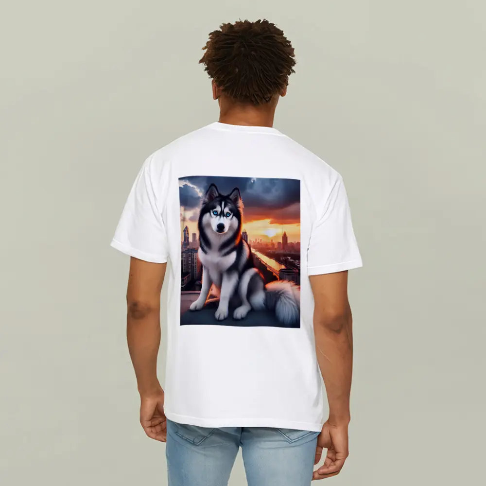 Siberian Husky Blue Eyes City Sunset – T-Shirts