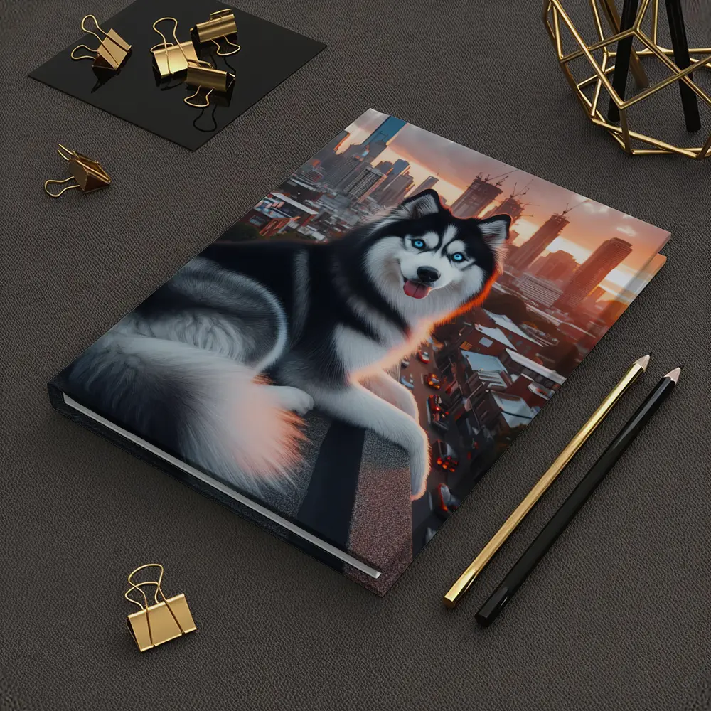 Siberian Husky Dog City Skyline Sunset – Notebooks