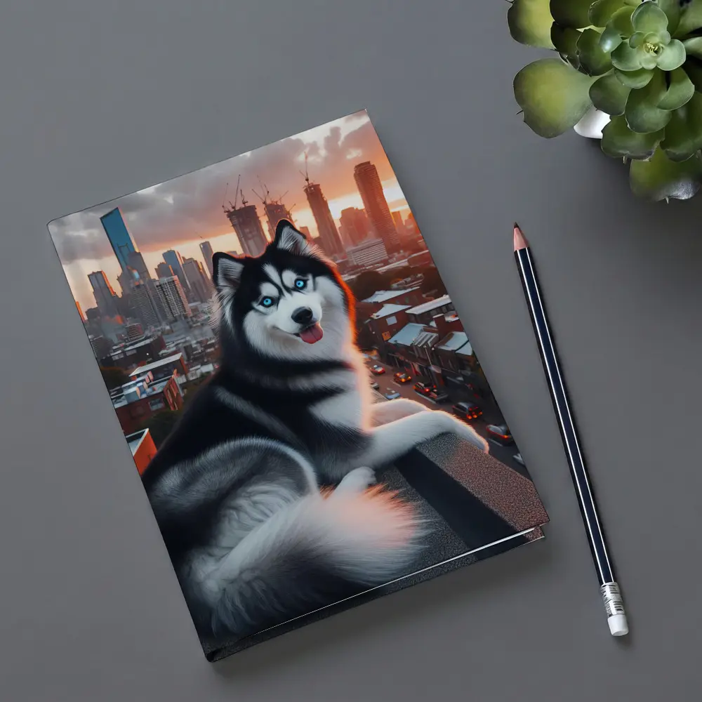 Siberian Husky Dog City Skyline Sunset – Notebooks