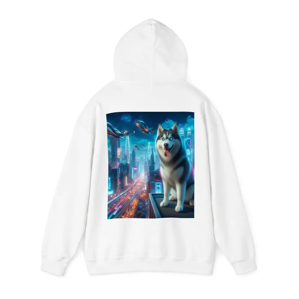 Siberian Husky Cyberpunk Neon City Night – Hoodies