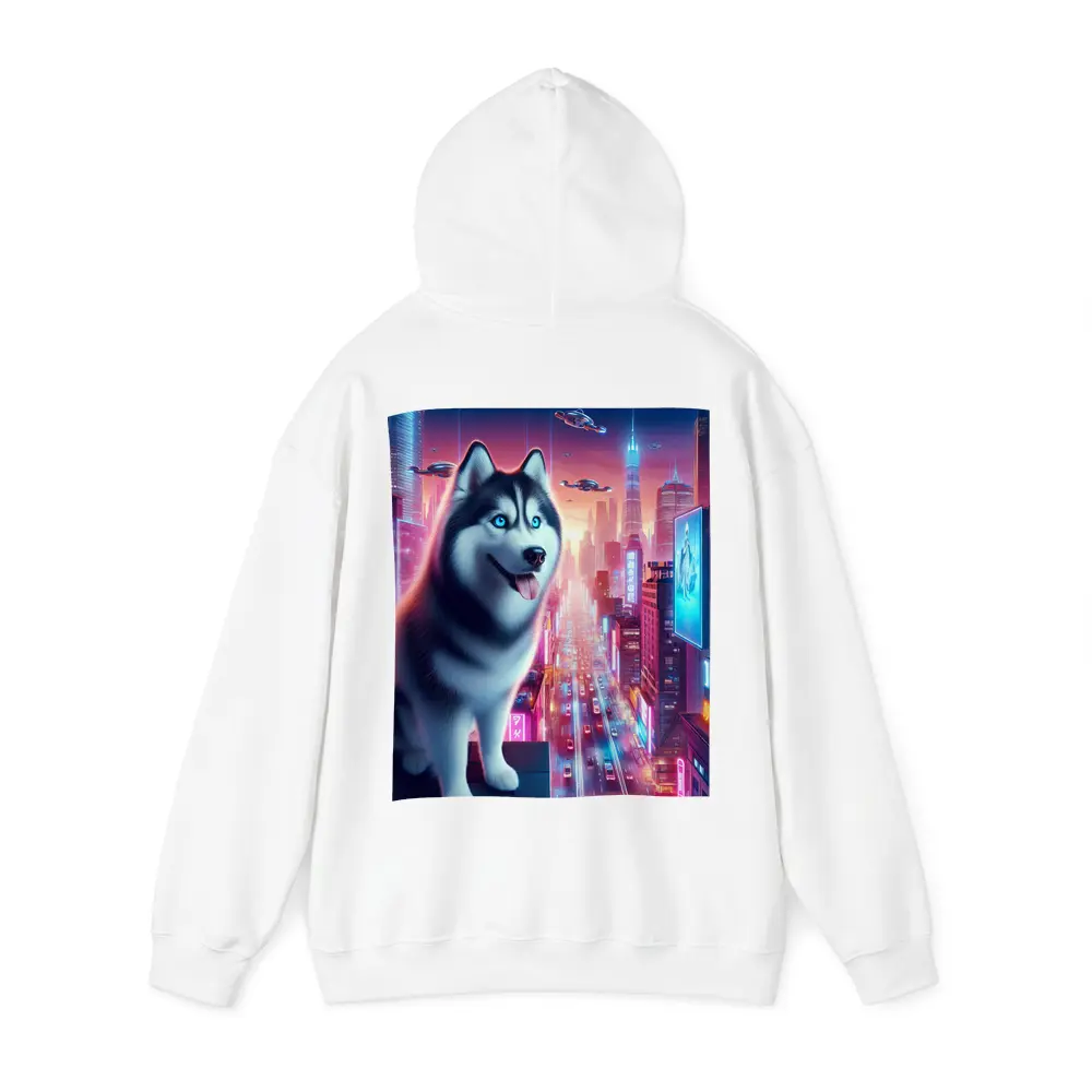 Siberian Husky Cyberpunk Neon City Night – Hoodies