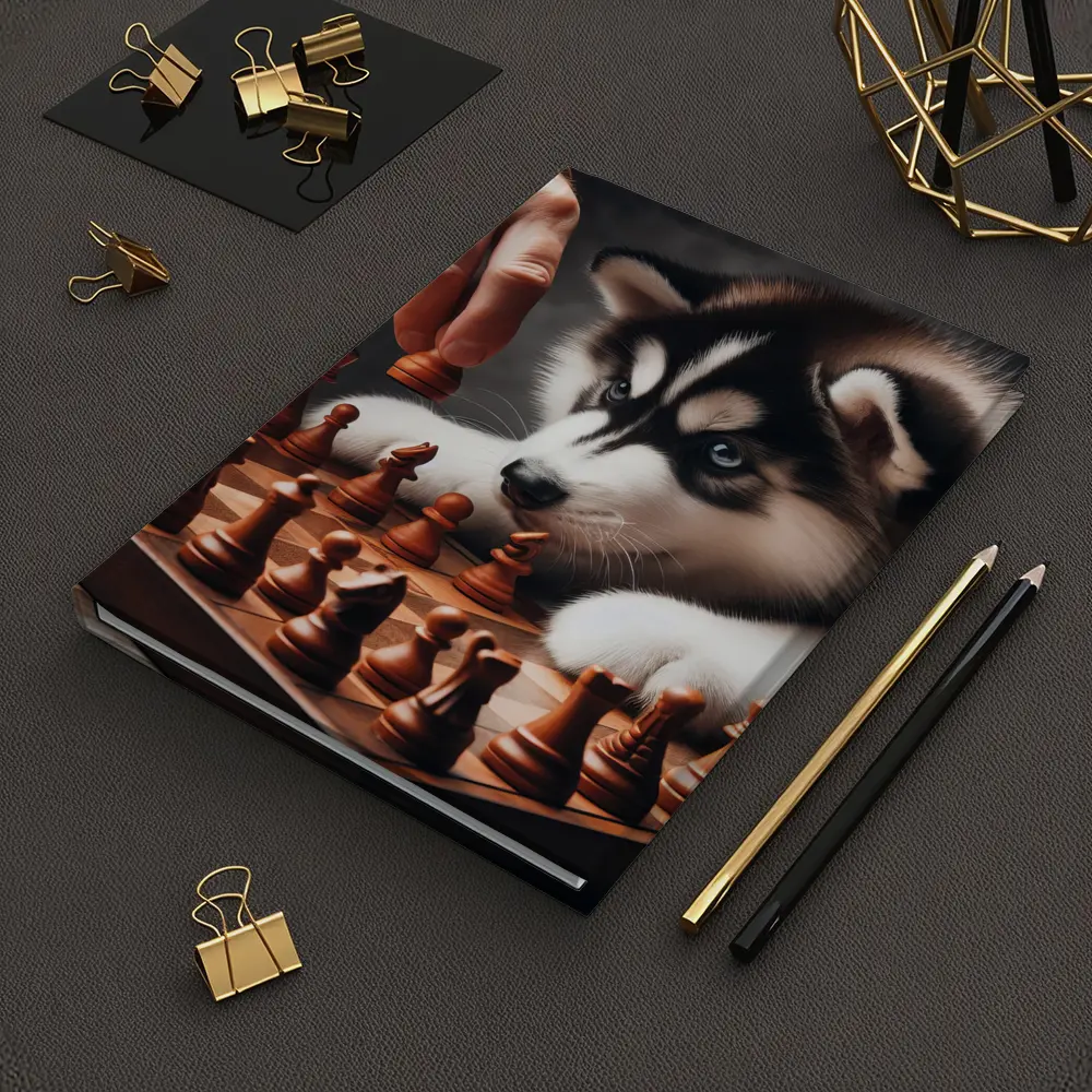 Siberian Husky Puppy Playing Chess Game – Notebooks