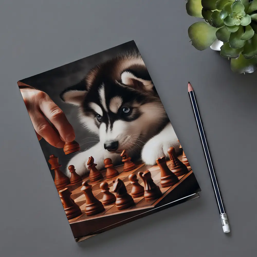 Siberian Husky Puppy Playing Chess Game – Notebooks