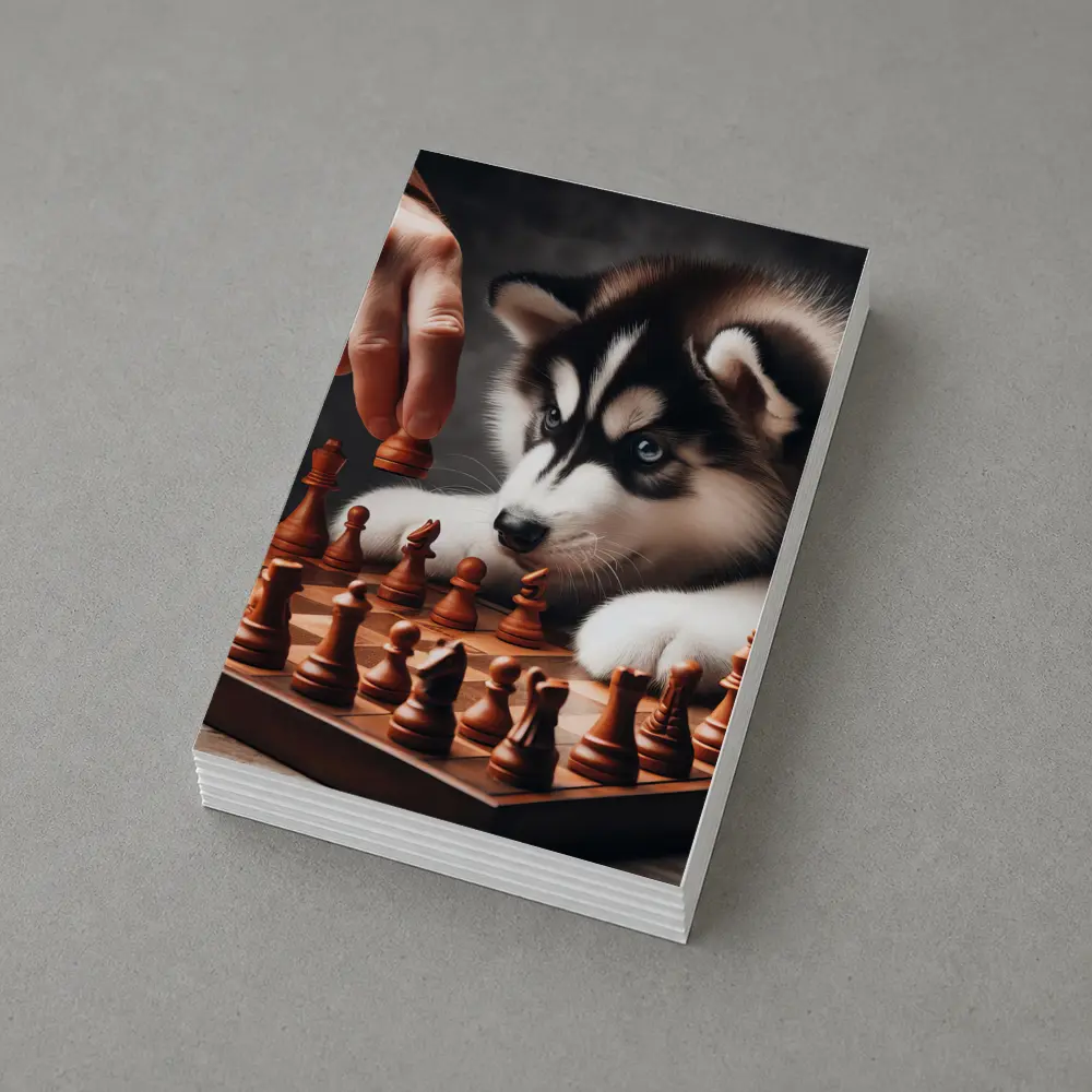 Siberian Husky Puppy Playing Chess Game – Postcards