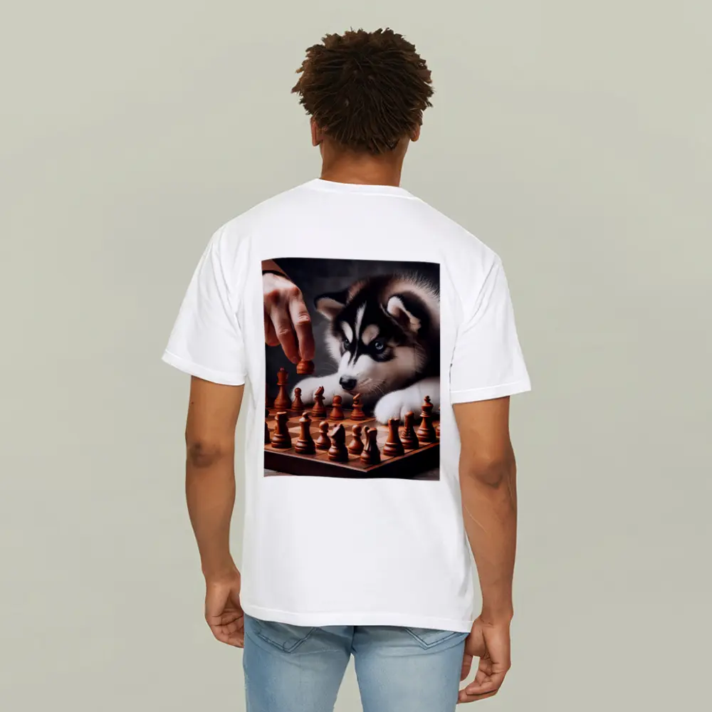 Siberian Husky Puppy Playing Chess Game – T-Shirts