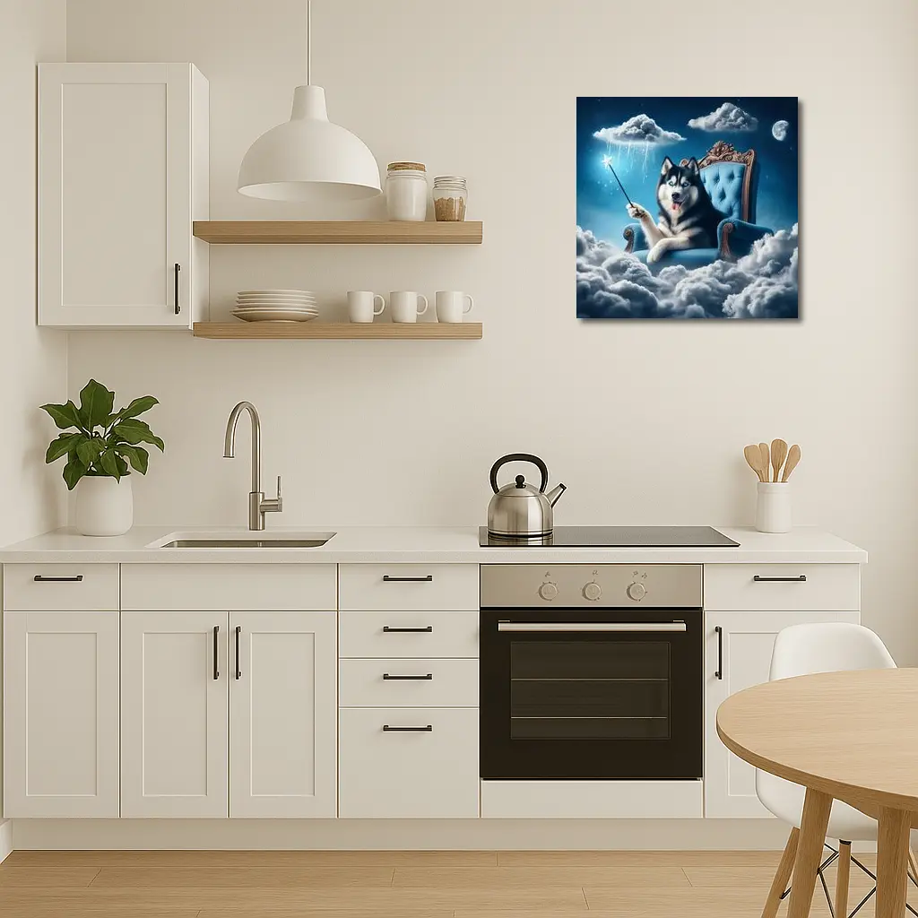 Husky Dog Wizard Magic Wand Sky Throne – Wall Art