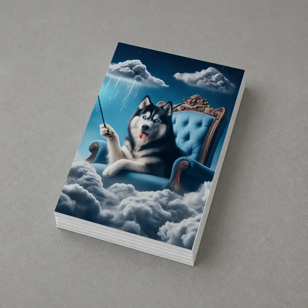 Husky Dog Wizard Magic Wand Sky Throne – Postcards