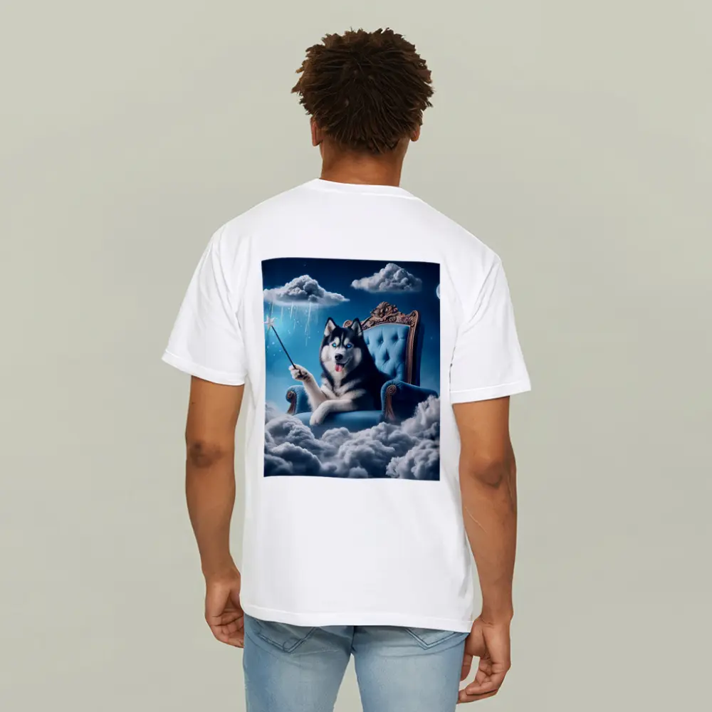 Husky Dog Wizard Magic Wand Sky Throne – T-Shirts