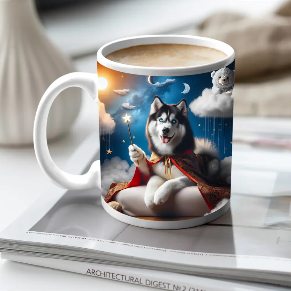 Siberian Husky Wizard Cape Stars Sky – Mugs