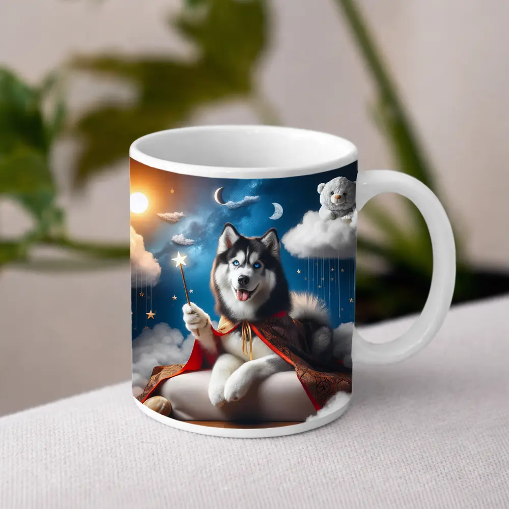 Siberian Husky Wizard Cape Stars Sky – Mugs