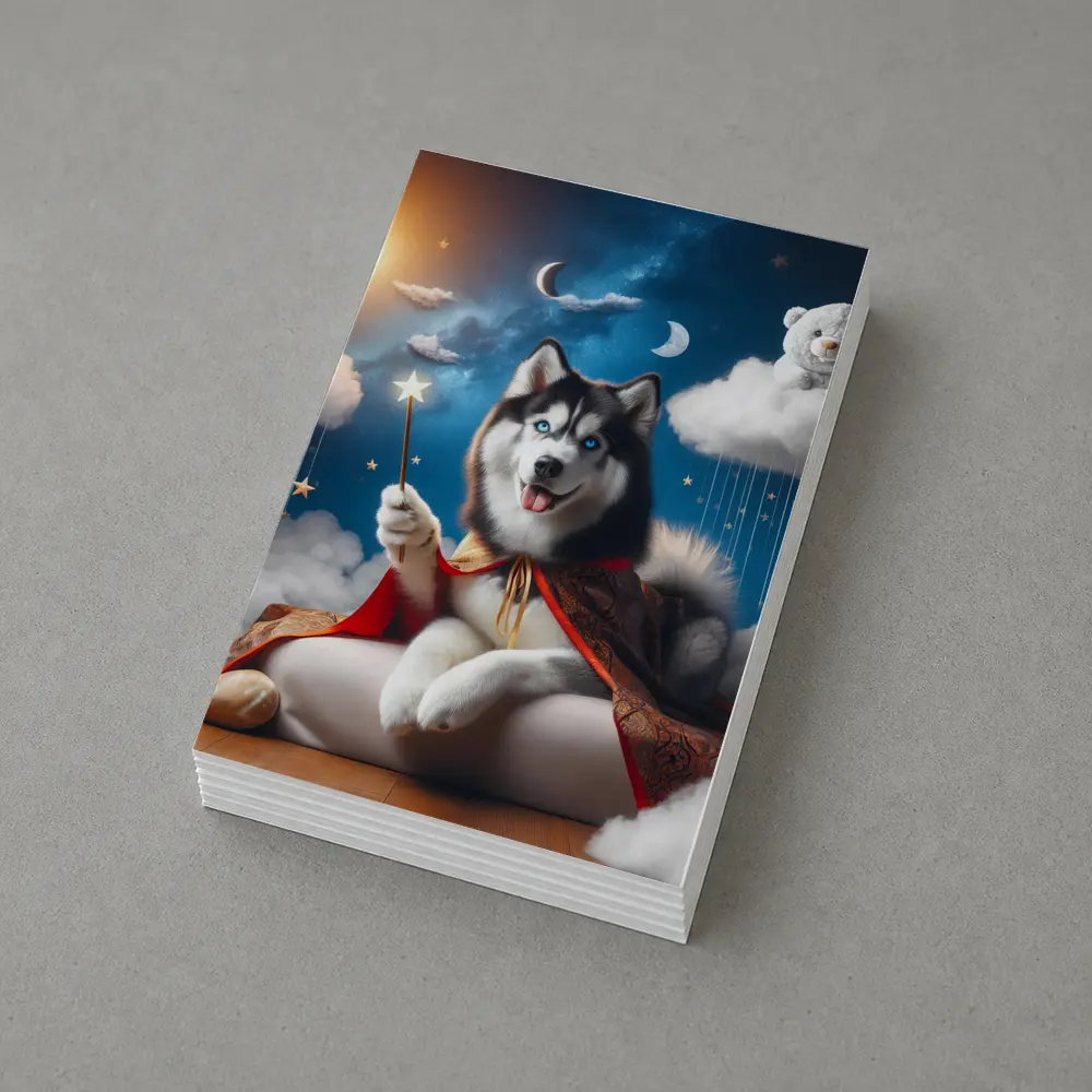 Siberian Husky Wizard Cape Stars Sky – Postcards