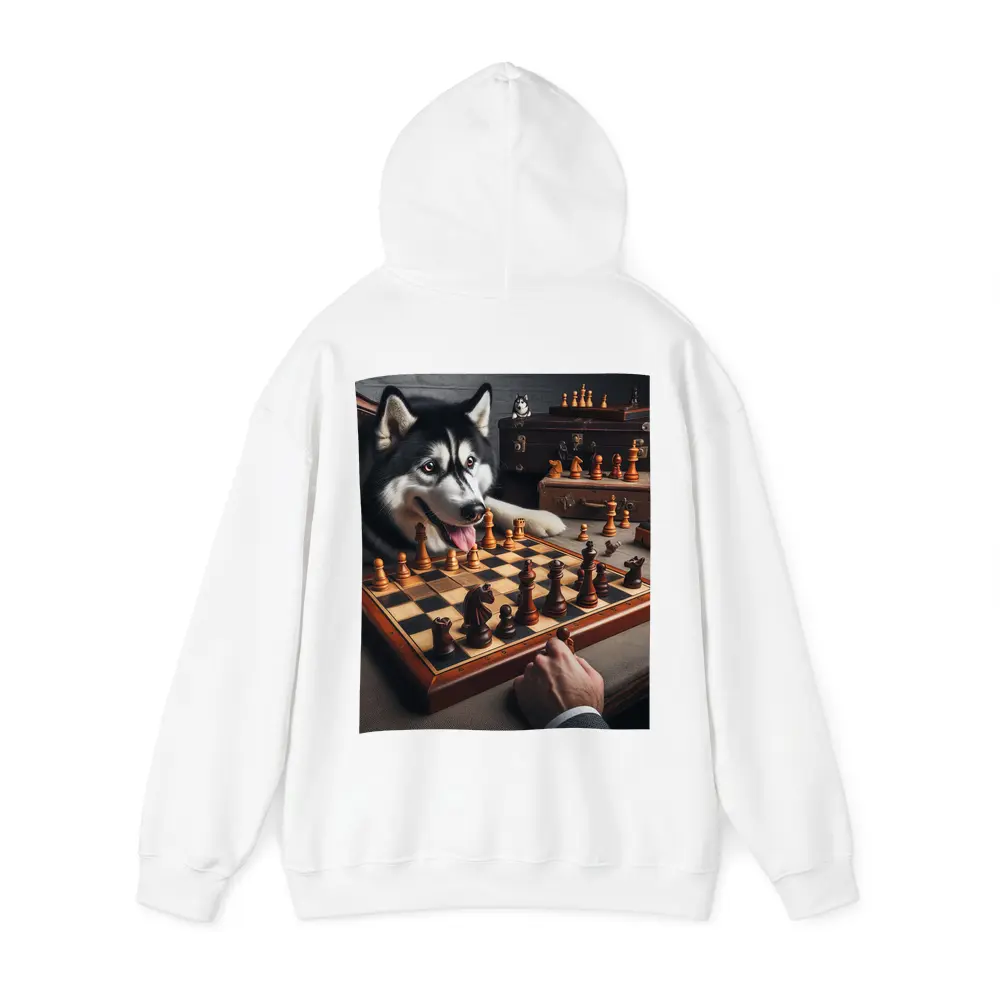 Siberian Husky Playing Chess Vintage Setting – Hoodies