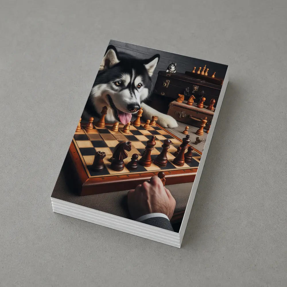 Siberian Husky Playing Chess Vintage Setting – Postcards