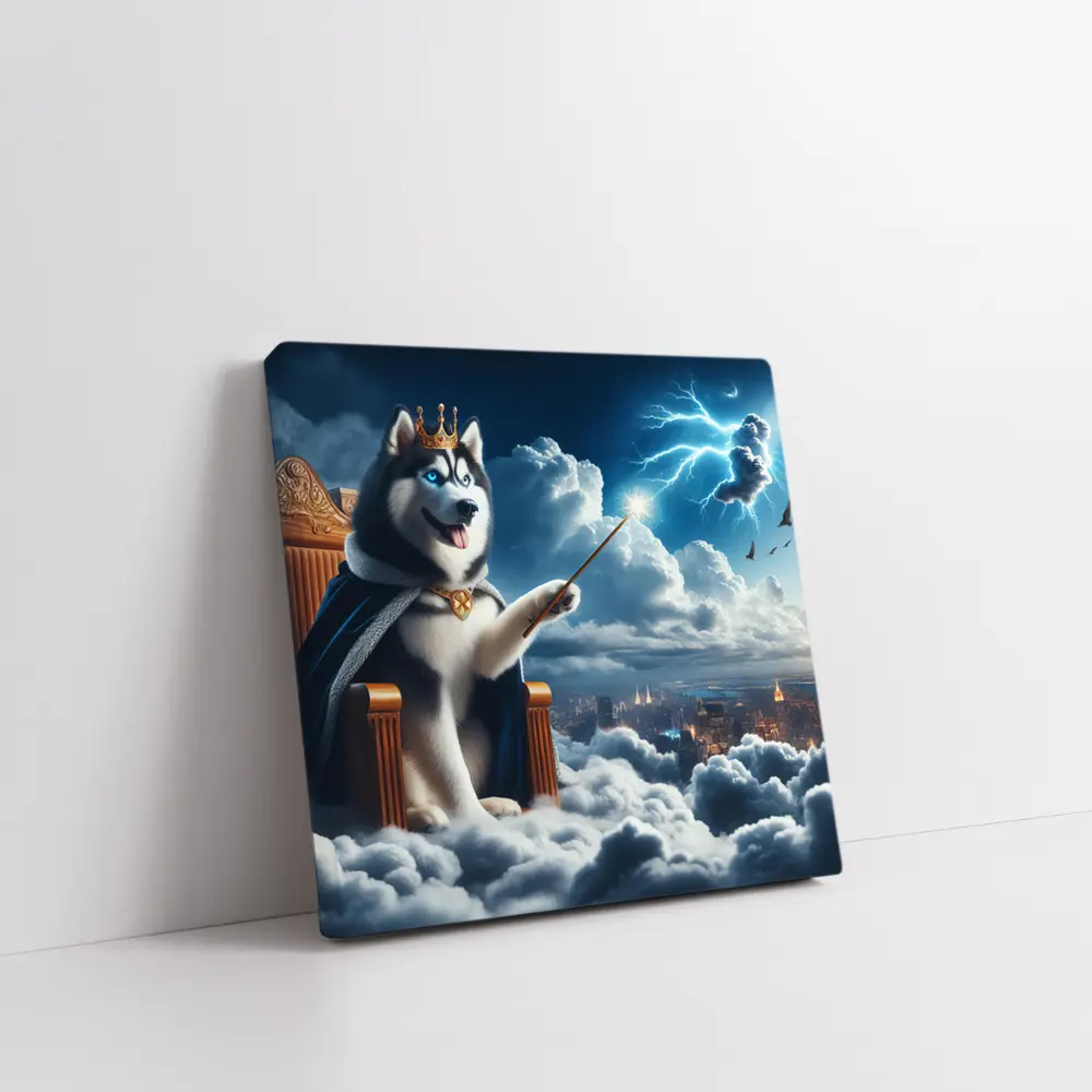 Husky King Throne Clouds City Lightning – Wall Art