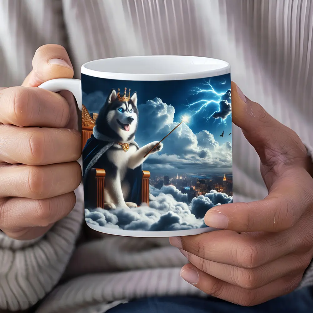 Husky King Throne Clouds City Lightning – Mugs