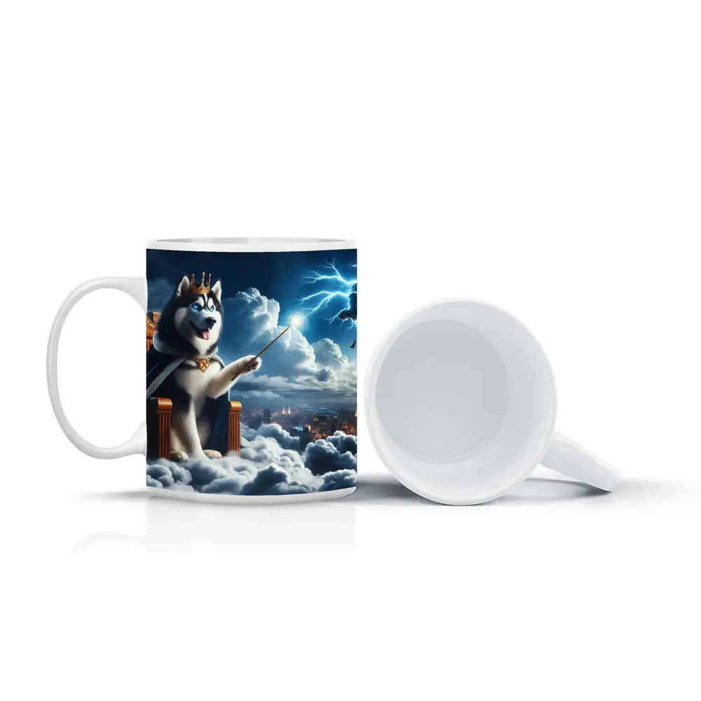 Husky King Throne Clouds City Lightning – Mugs