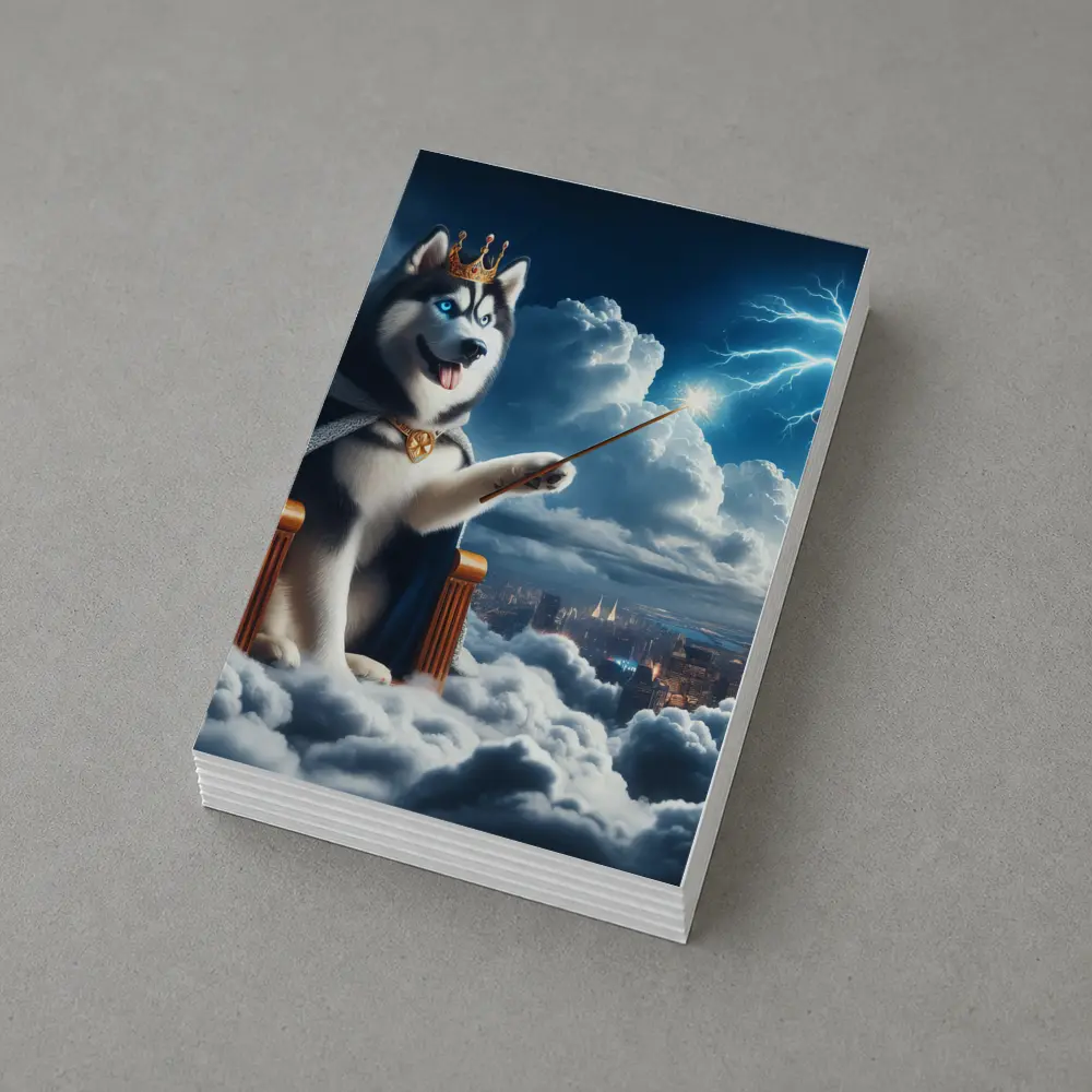 Husky King Throne Clouds City Lightning – Postcards
