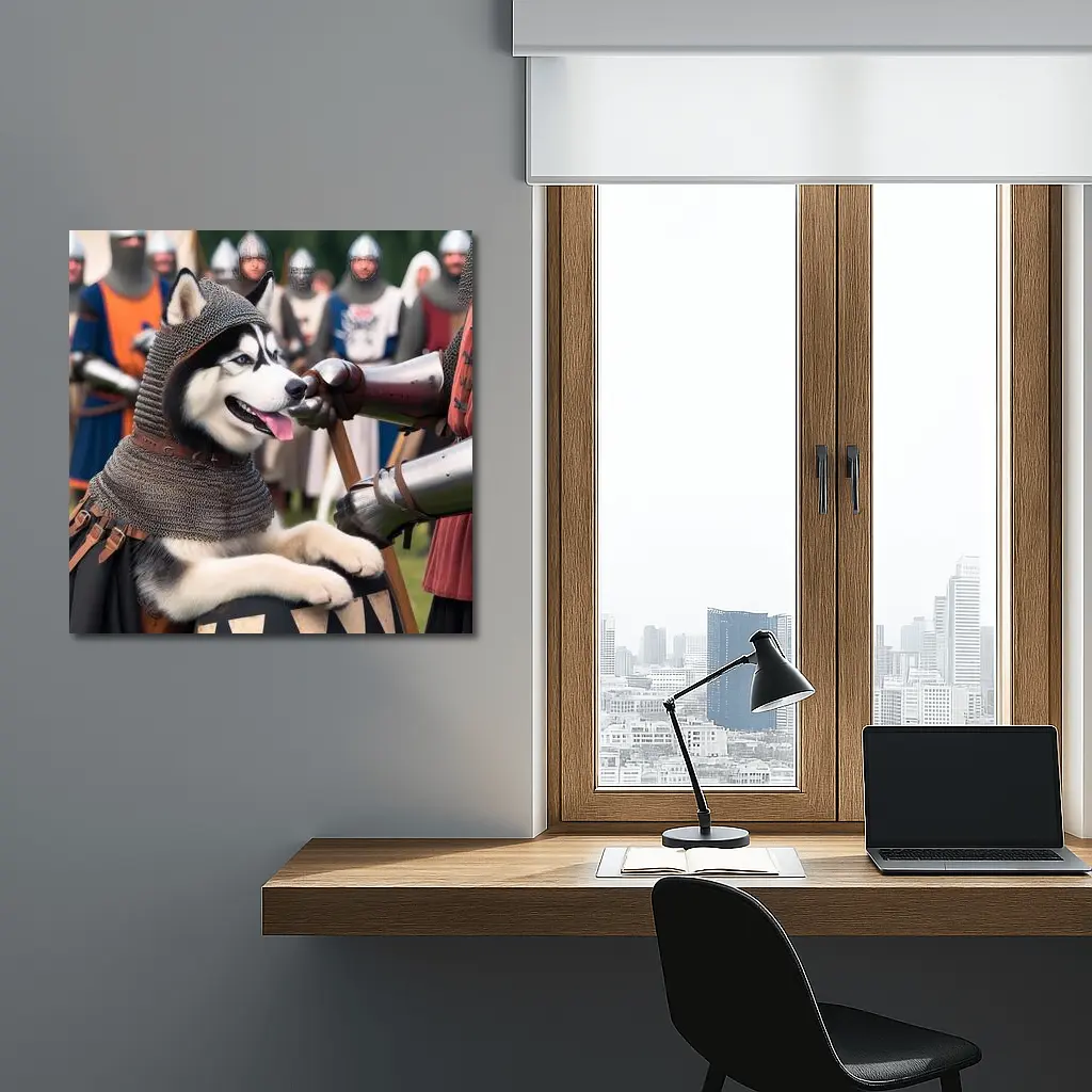Siberian Husky Knight Chainmail Medieval Battle – Wall Art