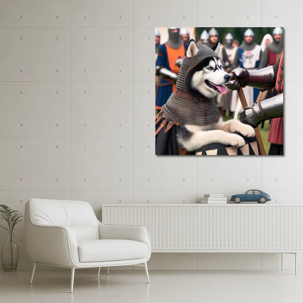 Siberian Husky Knight Chainmail Medieval Battle – Wall Art
