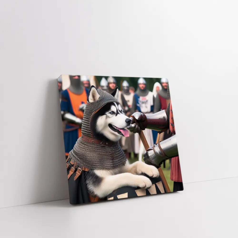 Siberian Husky Knight Chainmail Medieval Battle – Wall Art