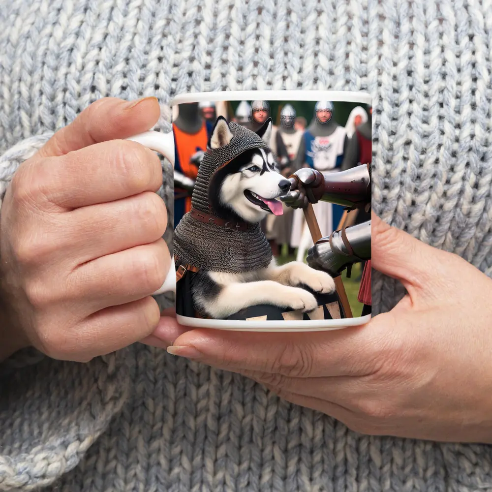 Siberian Husky Knight Chainmail Medieval Battle – Mugs