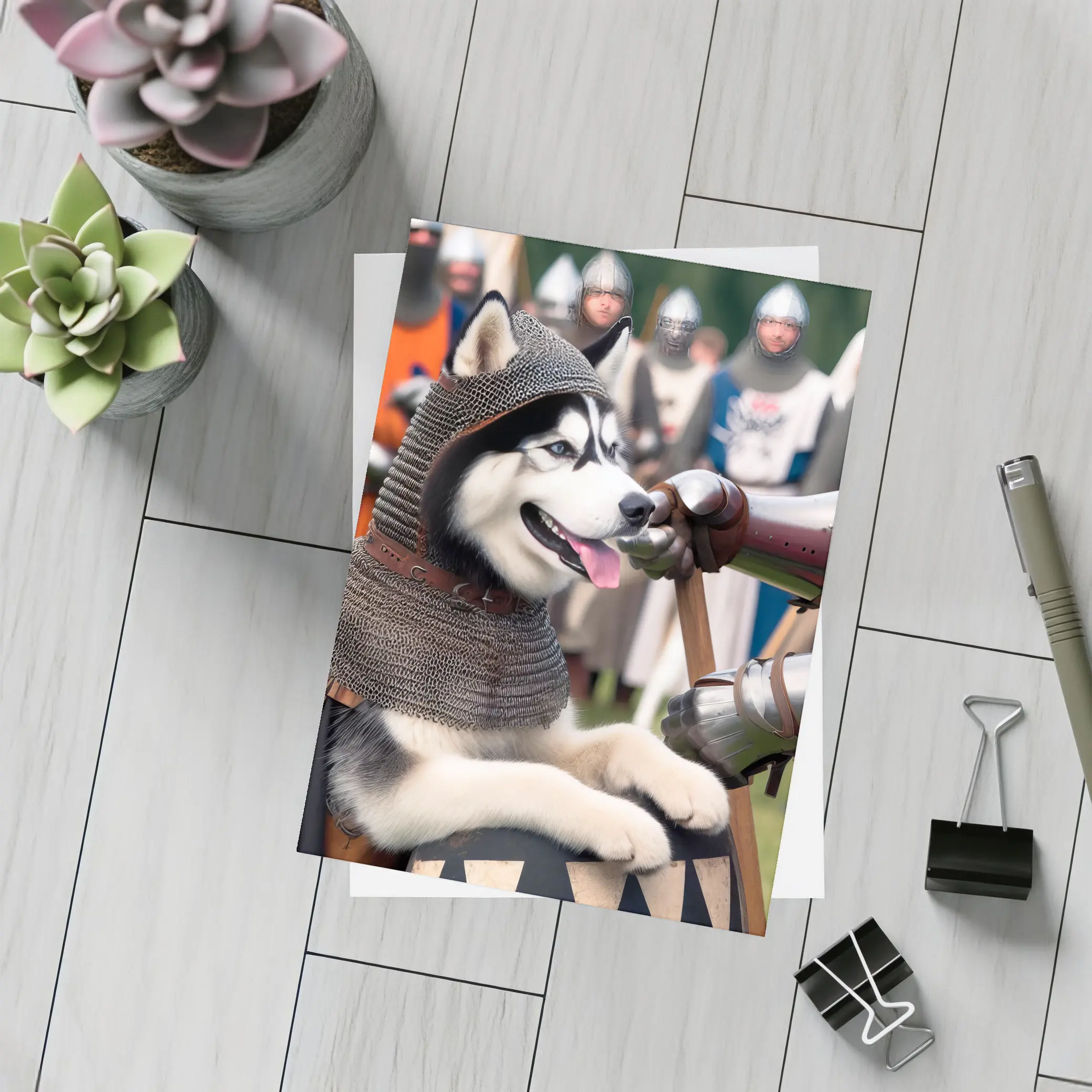 Siberian Husky Knight Chainmail Medieval Battle – Postcards