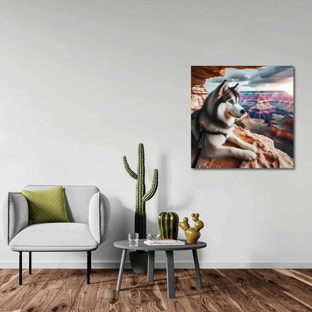 Siberian Husky Resting Grand Canyon Overlook – Wall Art
