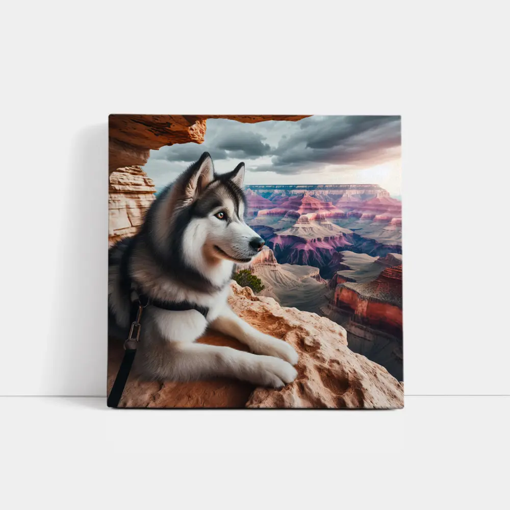 Siberian Husky Resting Grand Canyon Overlook – Wall Art