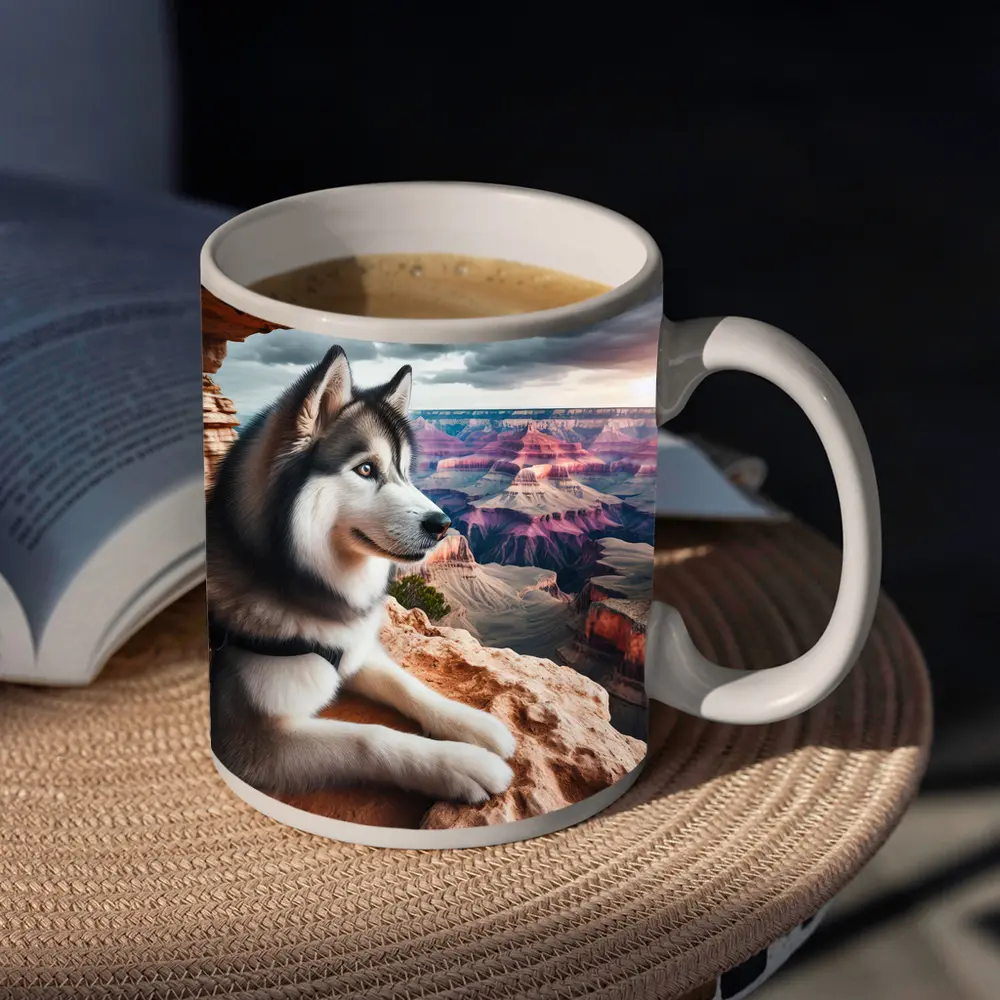 Siberian Husky Resting Grand Canyon Overlook – Mugs