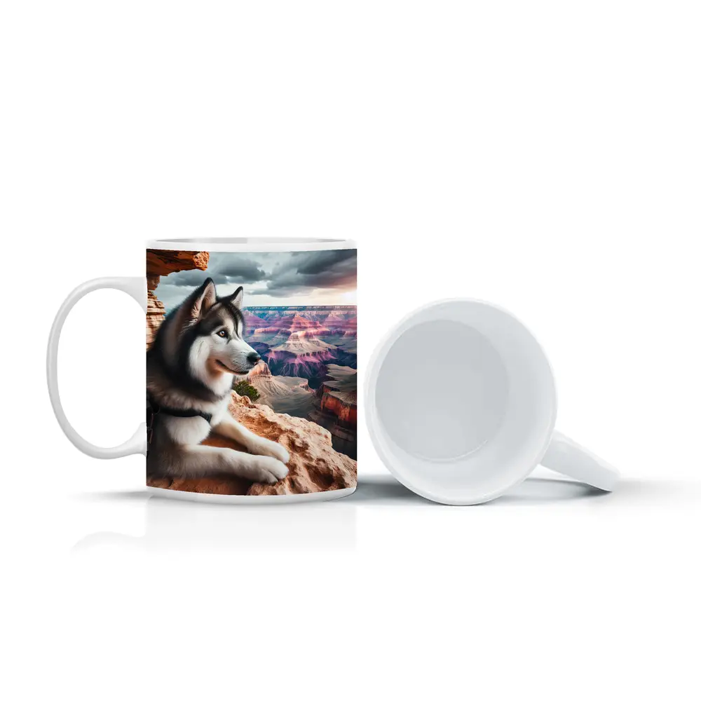 Siberian Husky Resting Grand Canyon Overlook – Mugs