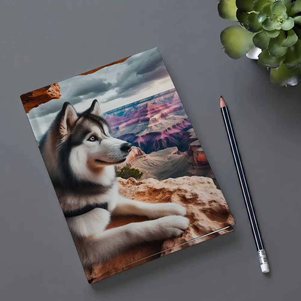 Siberian Husky Resting Grand Canyon Overlook – Notebooks