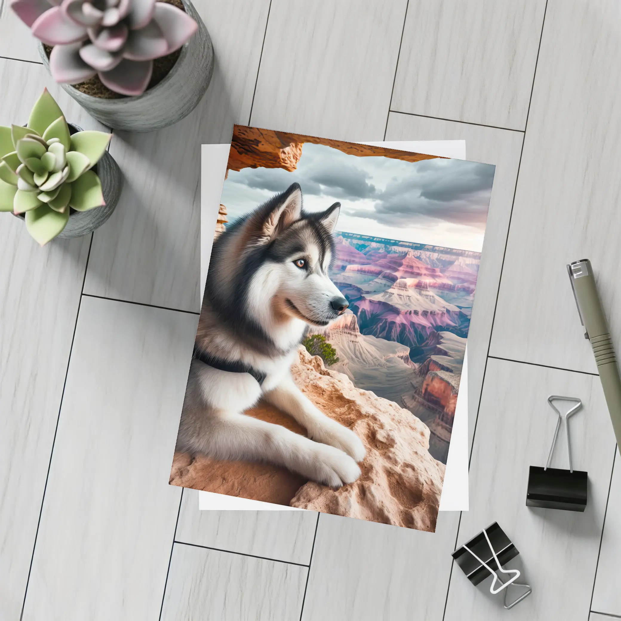 Siberian Husky Resting Grand Canyon Overlook – Postcards