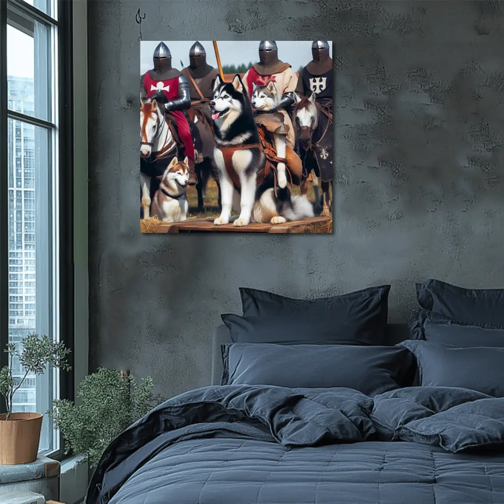 Siberian Husky Dogs Medieval Knights Fantasy – Wall Art