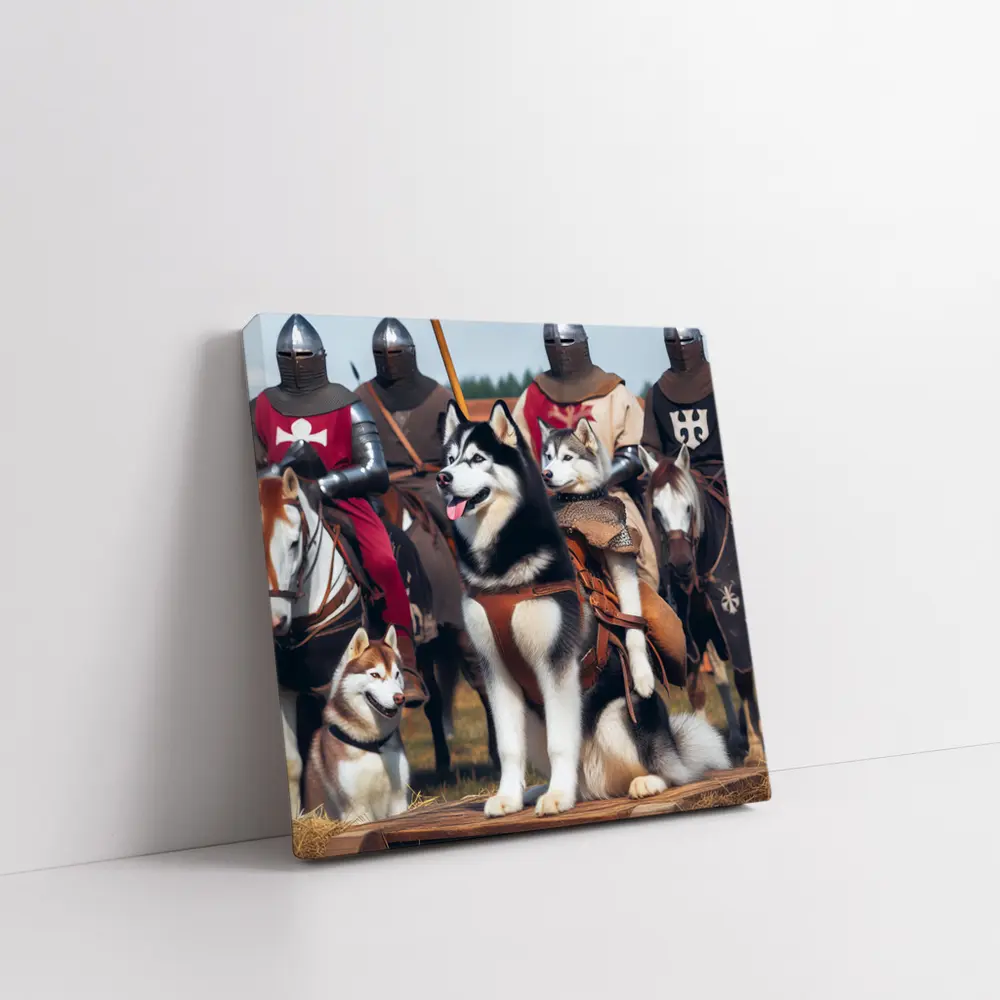Siberian Husky Dogs Medieval Knights Fantasy – Wall Art