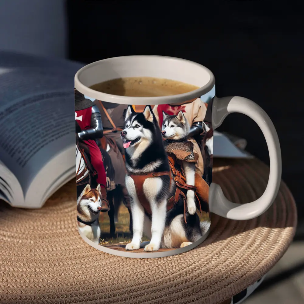 Siberian Husky Dogs Medieval Knights Fantasy – Mugs