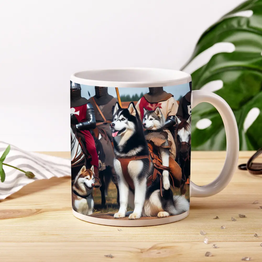 Siberian Husky Dogs Medieval Knights Fantasy – Mugs